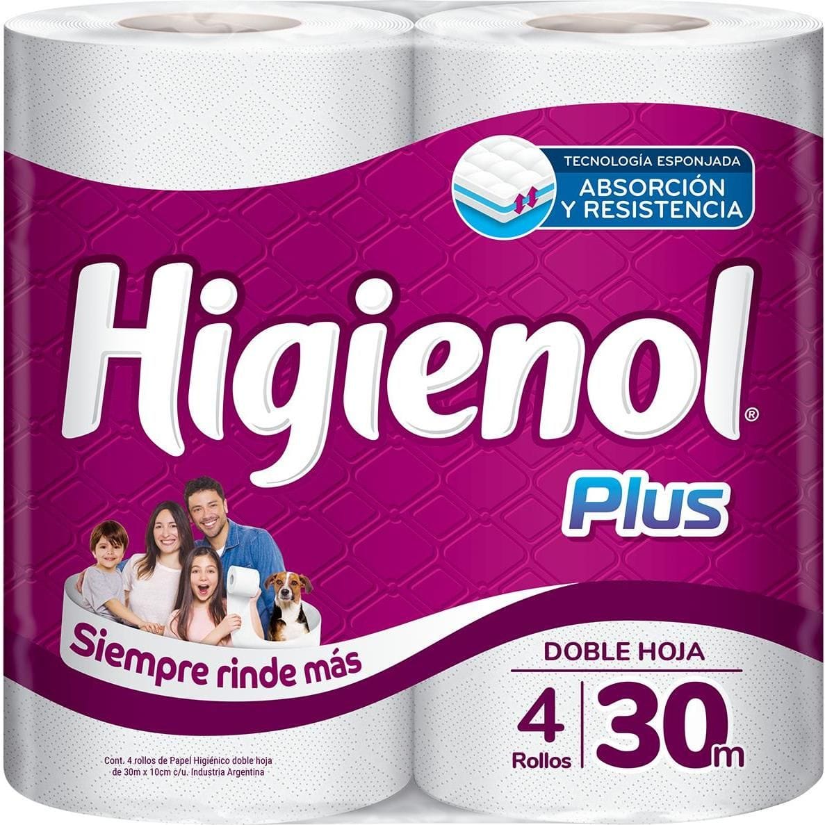 Papel Higiénico Higienol Plus Doble Hoja 30 m 4 Unidades