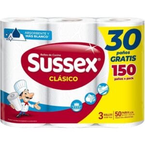 Rollo De Cocina Sussex Clásico 50 Paños Higienol 3 Unidades