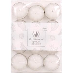 Velas De Noche Iluminarte Blancas 12 Unidades
